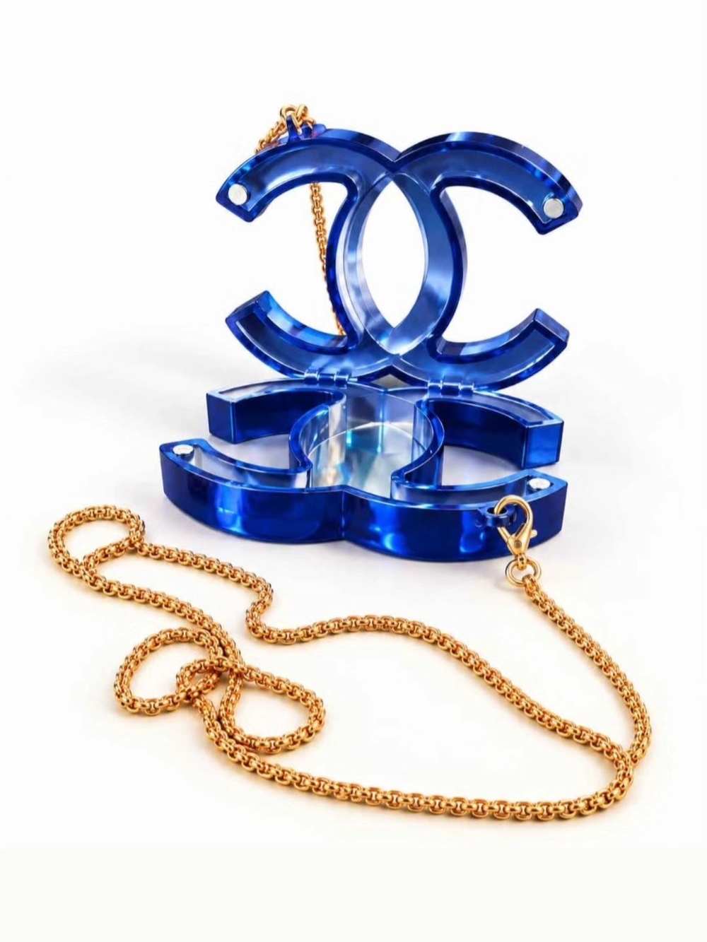 Blue Acrylic Mirror Crossbody Accessory